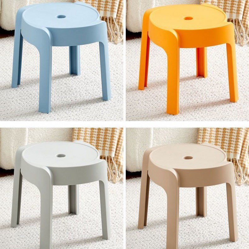Picture of Nordic Household Plastic Stool Thickened Adult High Chair Stackable Round Stool Modern Minimalist Dining Stool Spare Stool