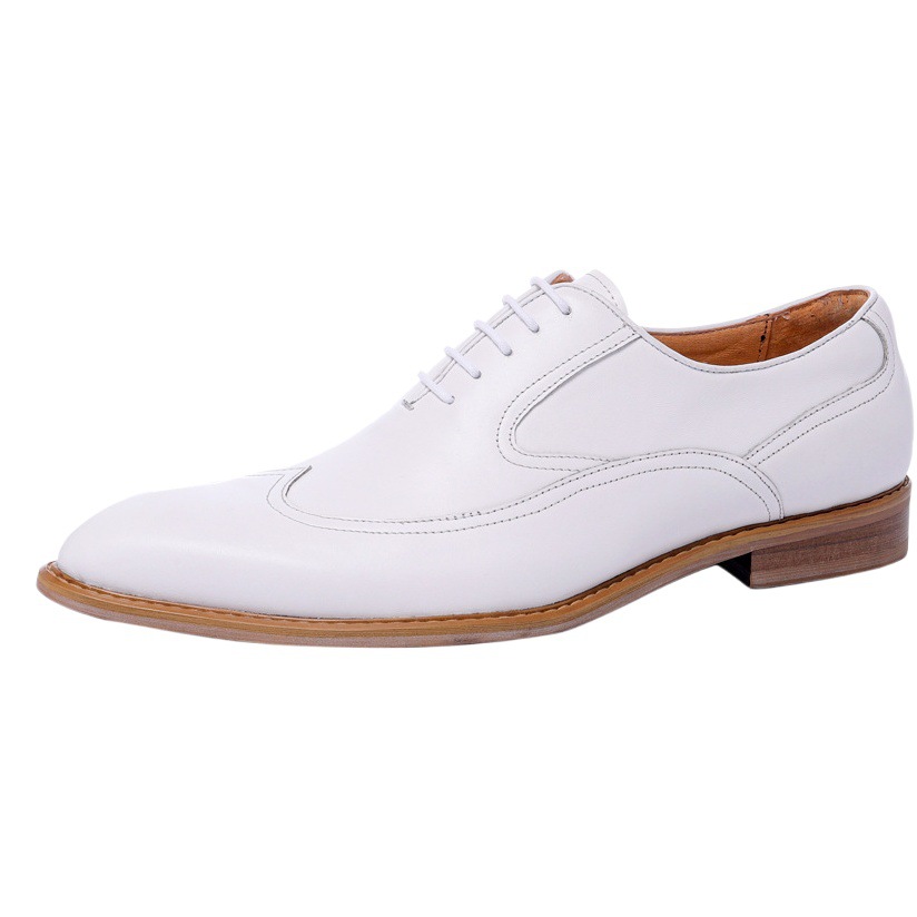[Vip Exclusive] White Leather Shoes Men's Genuine Leather Business Formal British Casual Pointed Toe Oxford Shoes Physical Store Men's Shoes