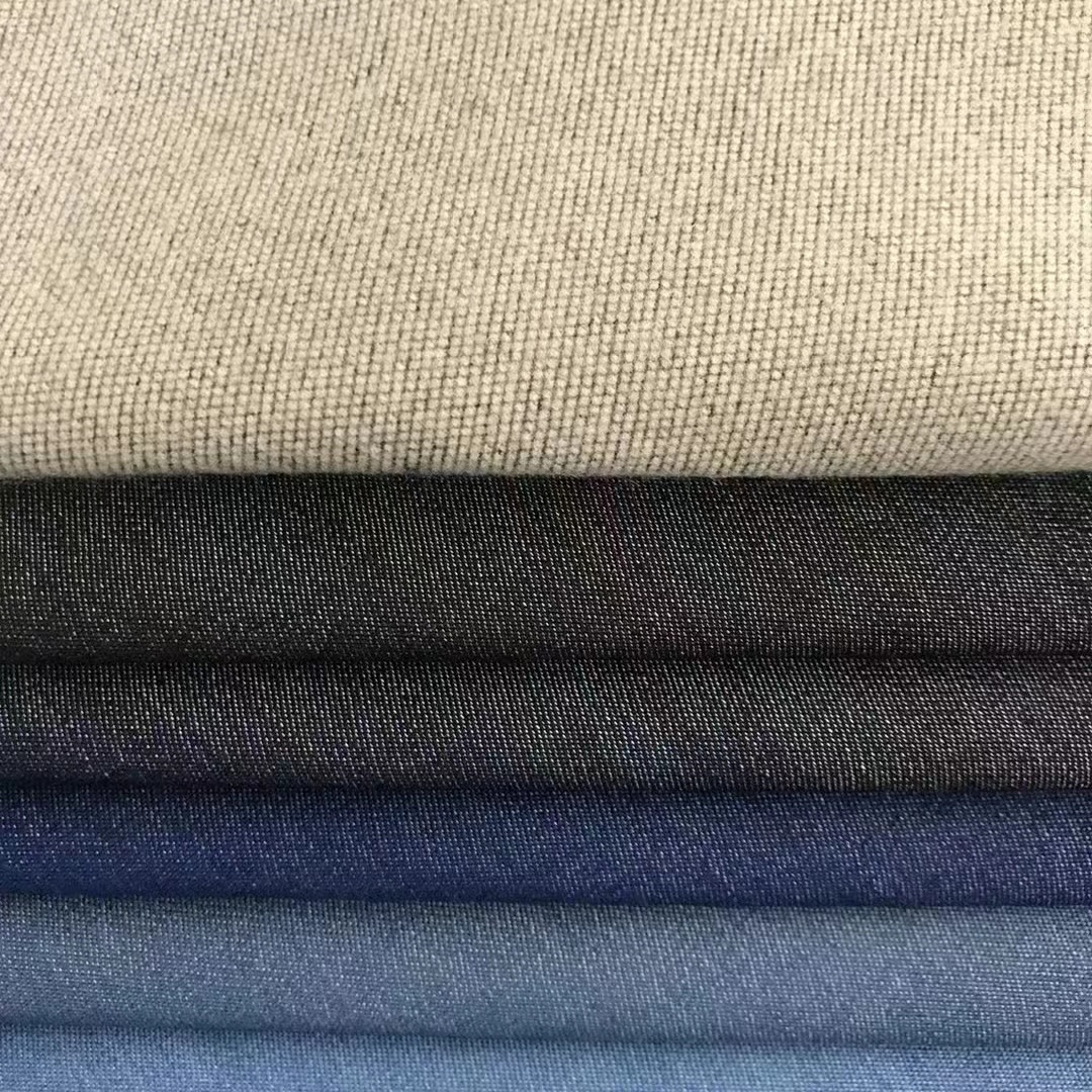 Denim fabric towel bottom imitation denim fabric brushed bottom elastic fabric winter coat pants luggage fabric