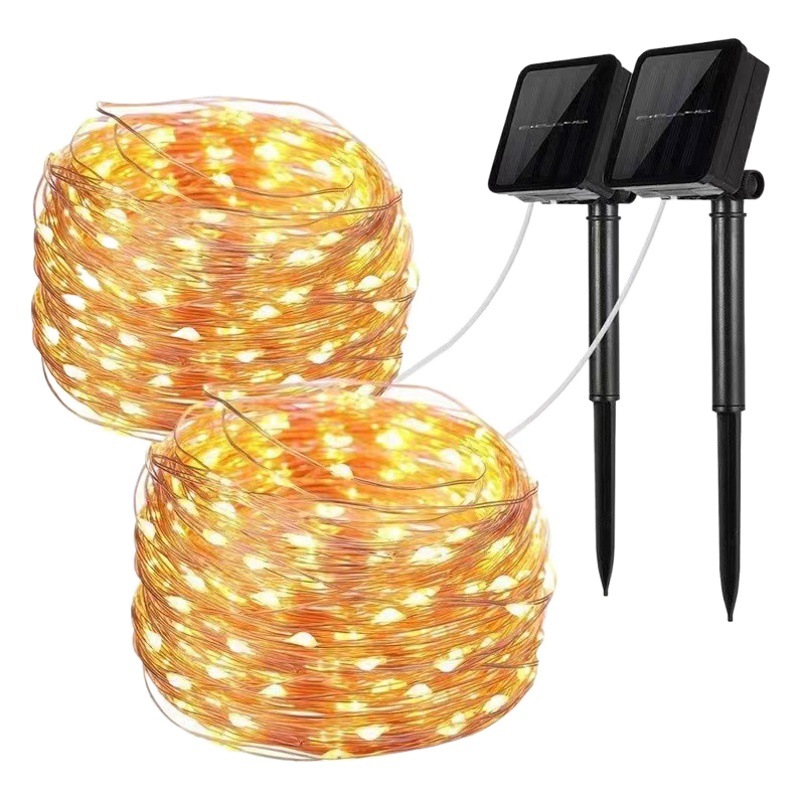 led solar outdoor lights small colored lights stars copper string lights balcony courtyard waterproof ins decorative atmosphere flashing lights