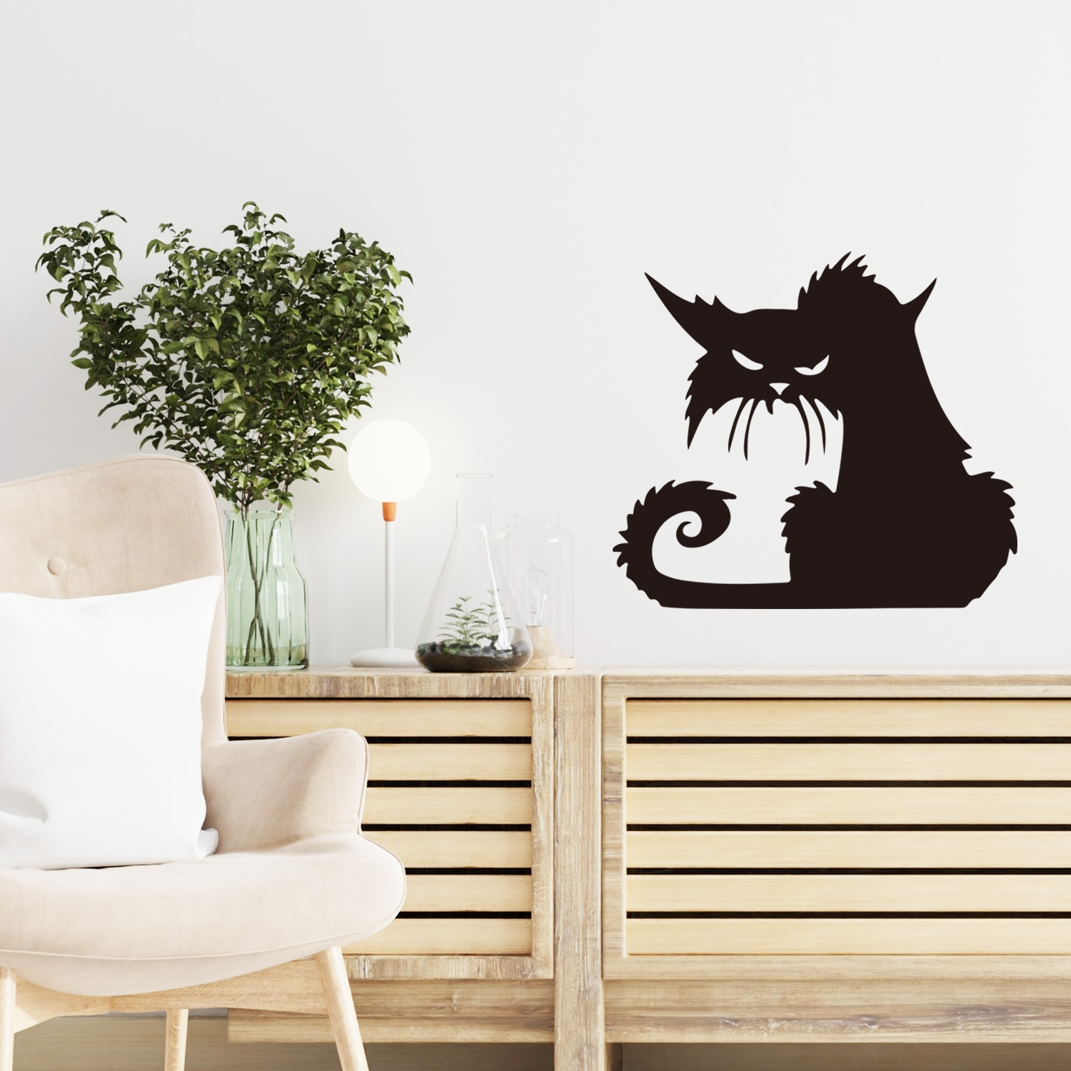 Picture of Carved domineering cat Halloween black cat wall stickers living room bedroom background decoration cross-border removable stickers A201