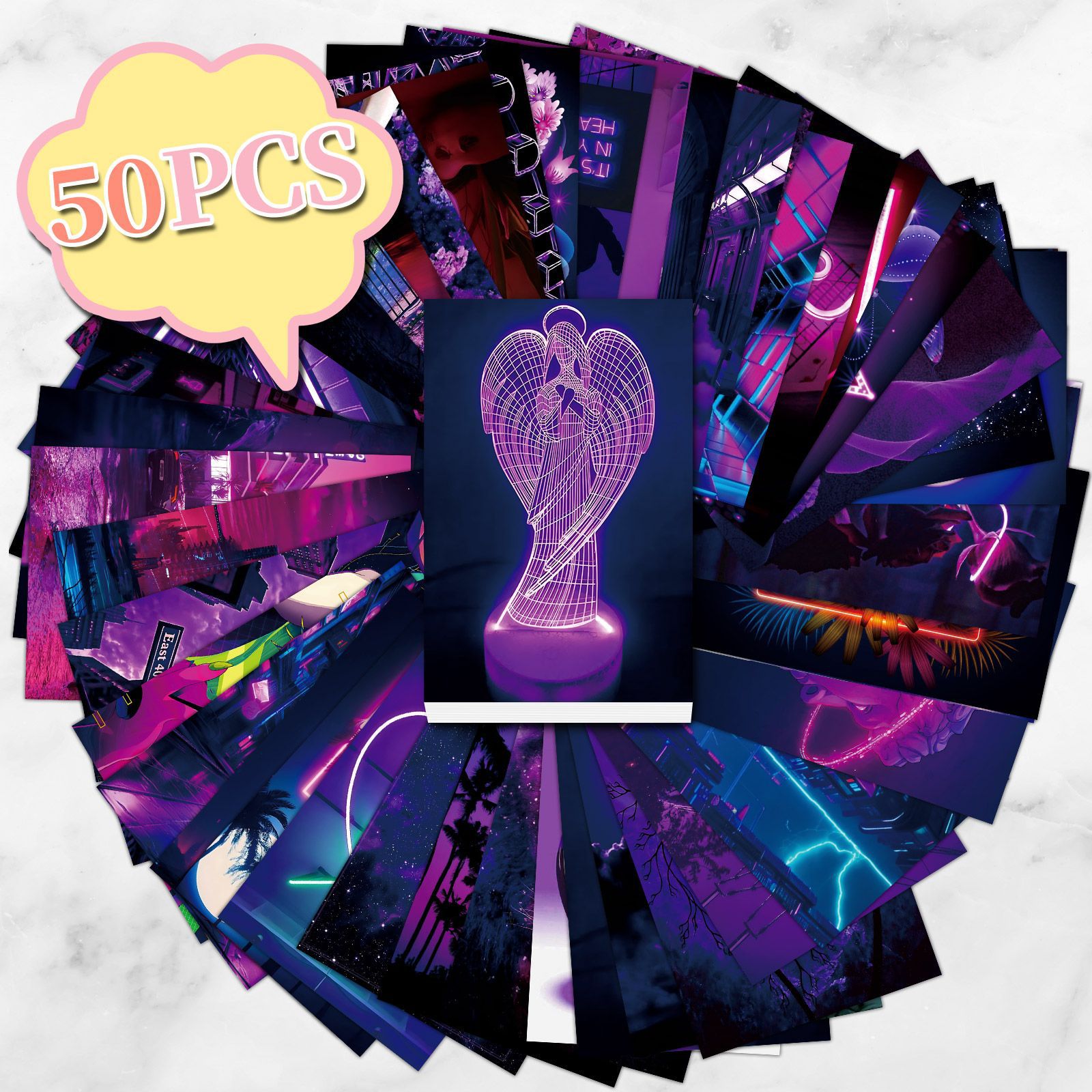 Picture of 50 wall cards purple love niche abstract art bedroom postcards picture frame wall wall cards