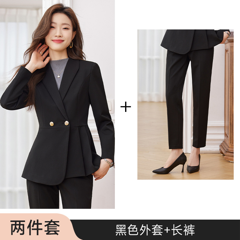Picture of Black Small Suit Jacket Women's 2023 New Spring and Autumn High-grade Professional Two-piece Suit Elegant Casual Suit
