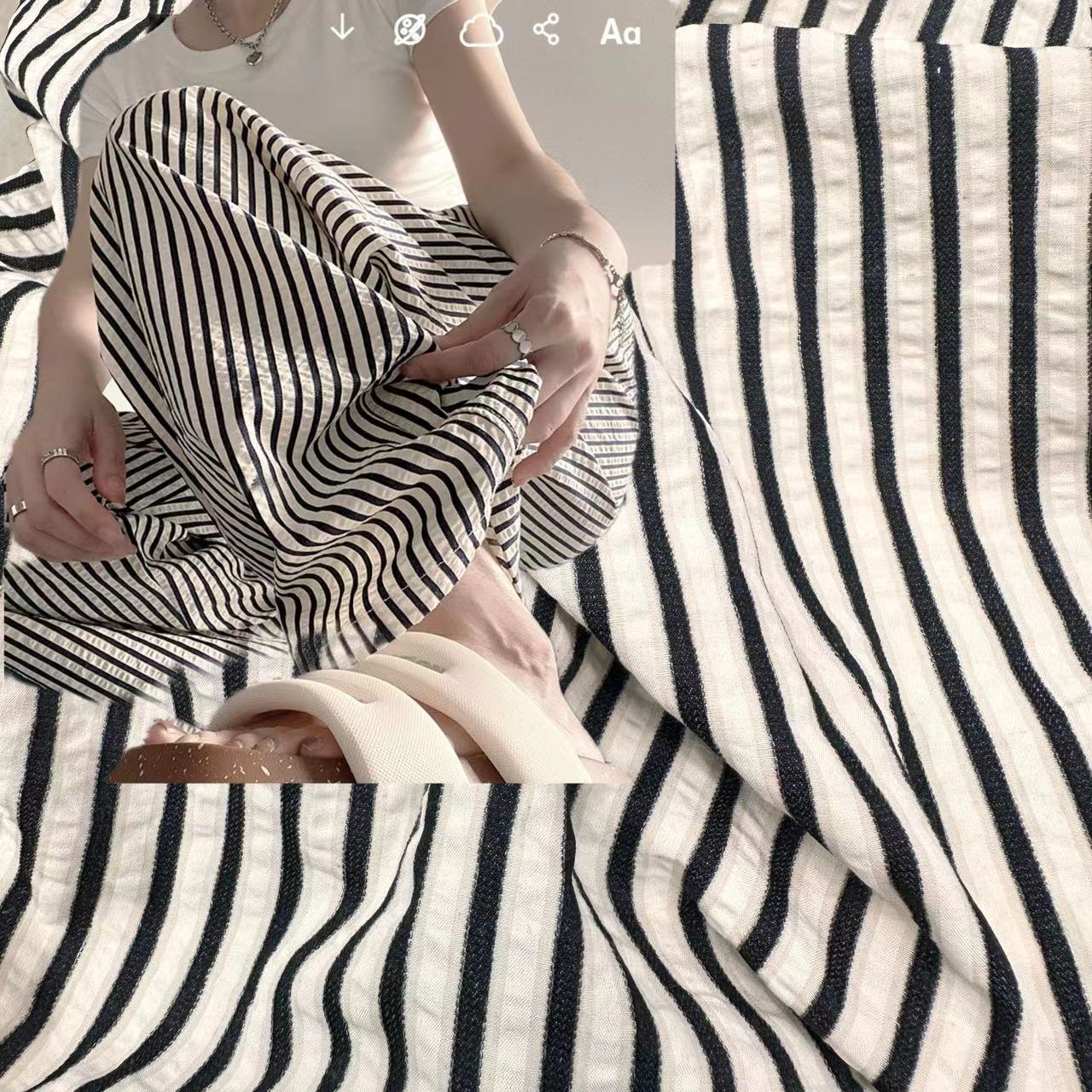 Vintage Beige-Black Striped Pants Shirt with Irregular Stripes Apricot Background Striped Dress Children's Clothing Fabric