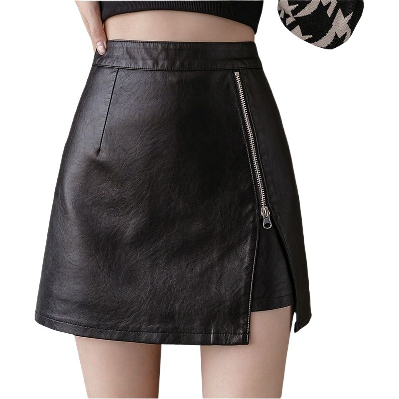 Small Leather Skirt Skirt Women's 2021 Autumn and Winter New Irregular High Waist Anti-running Skirt Skirt A- line Short Skirt Hip Skirt