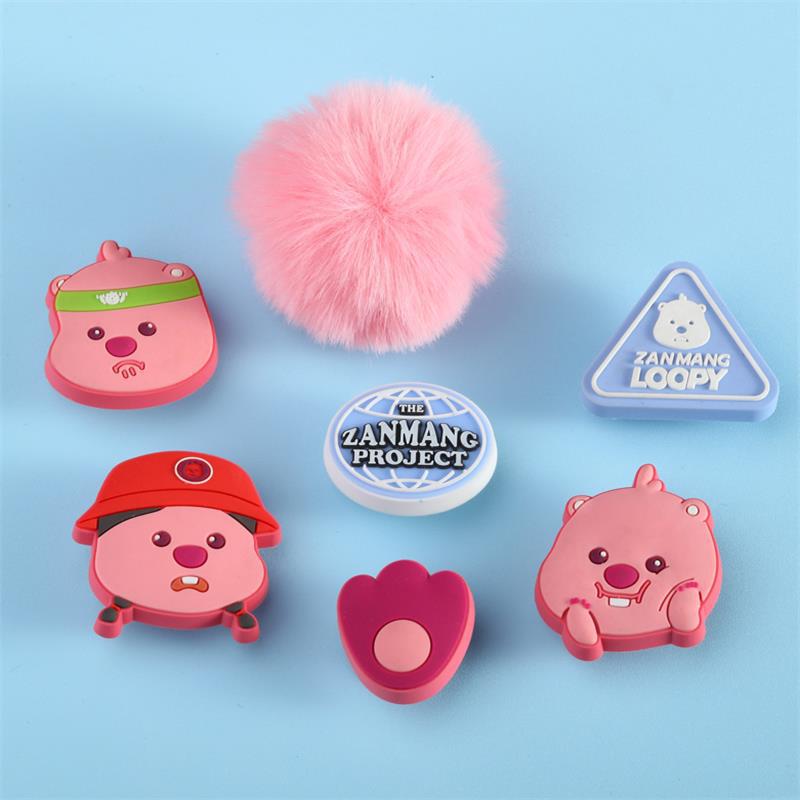Summer Cross-Border Garden Hole Shoe Flower Buckle Shoes Xiaohongshu Same Style Cute Bear Fur Ball Pvc Decorative Buckle