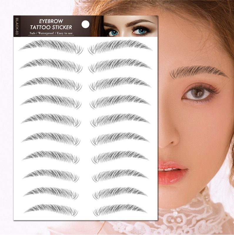 Picture of Factory wholesale cross-border waterproof 6D imitation ecological eyebrow stickers simulation beauty tattoo stickers lower eyelash eyebrow stickers