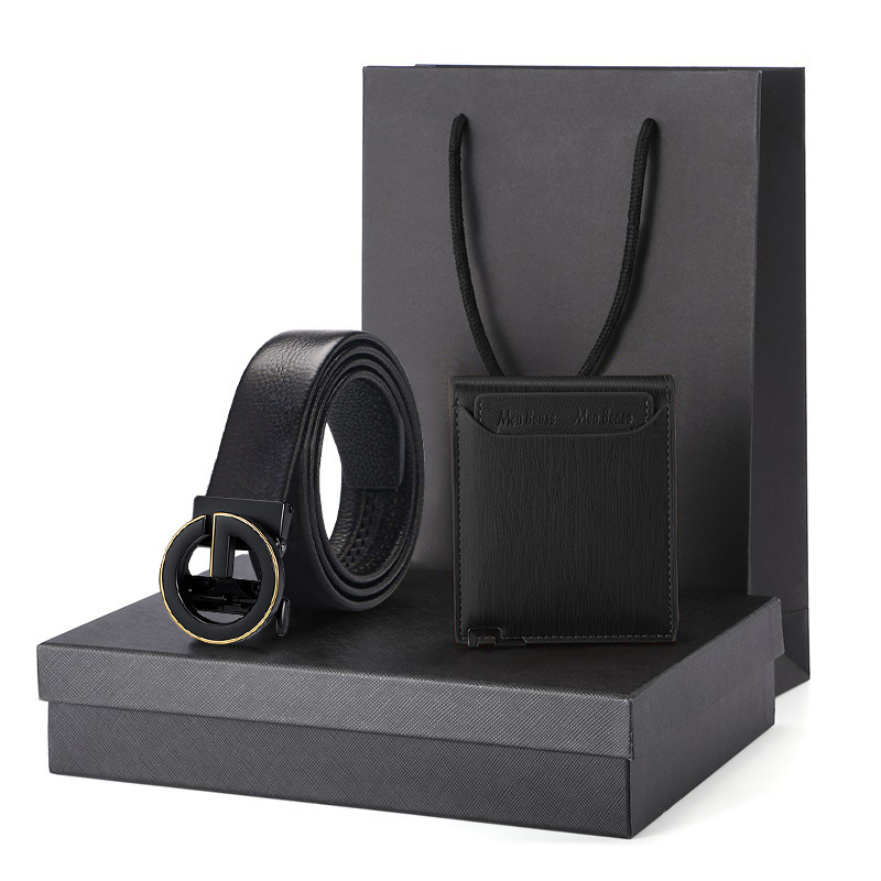 Picture of Gift Wallet Set Men's Belt Automatic Buckle Belt Top Layer Cowhide Business Cowhide Trousers Business Gift for Men