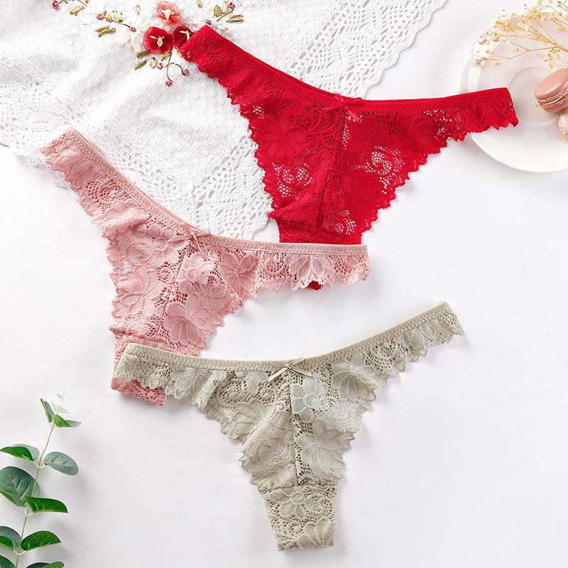 Picture of Foreign trade underwear women's European and American breathable low waist sexy lace thong comfortable cotton crotch women's underwear women's pure desire