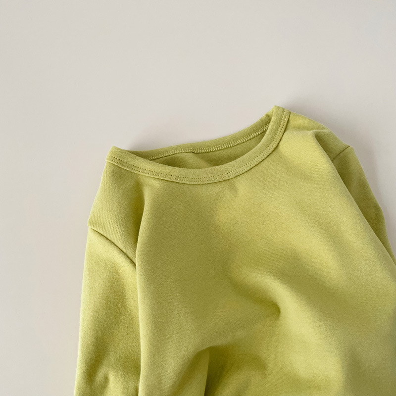 Picture of Children's Pure Cotton Thermal Underwear Boys' Bottoming Shirt Autumn and Winter Girls' Autumn Clothes Single-Piece Top Mid-Children's Half-High Collar Baby