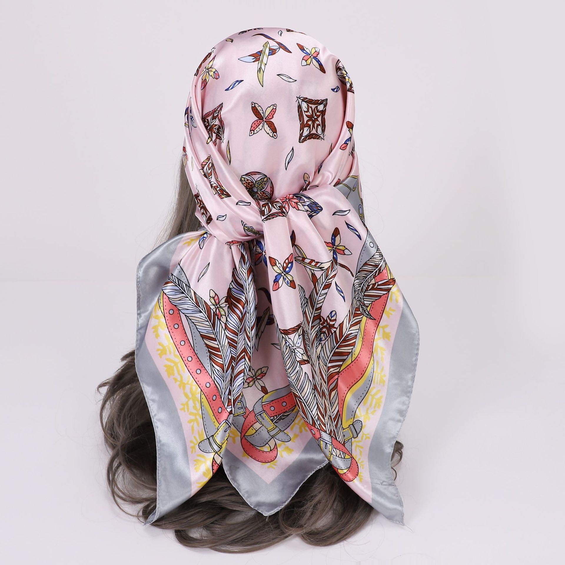 Picture of Simulated Silk Scarf Women's Headscarf 90*90cm Square Scarf Pattern Scarf Shawl European and American Cross-Border Scarf Wholesale