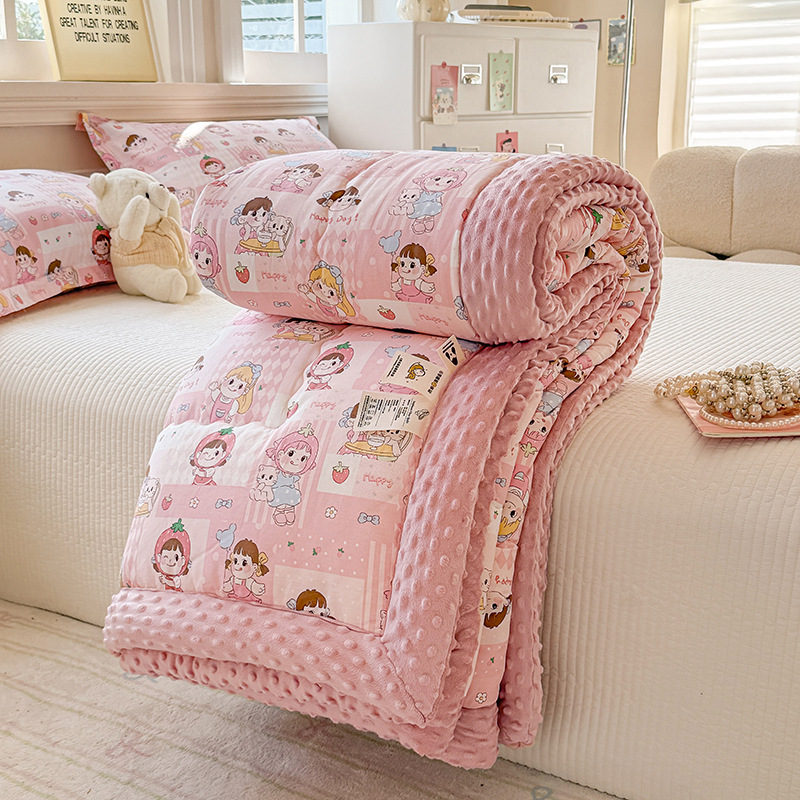 Picture of Class A cotton pea quilt household skin-friendly single double spring and autumn quilt thickened warm winter quilt thin air conditioning quilt wholesale