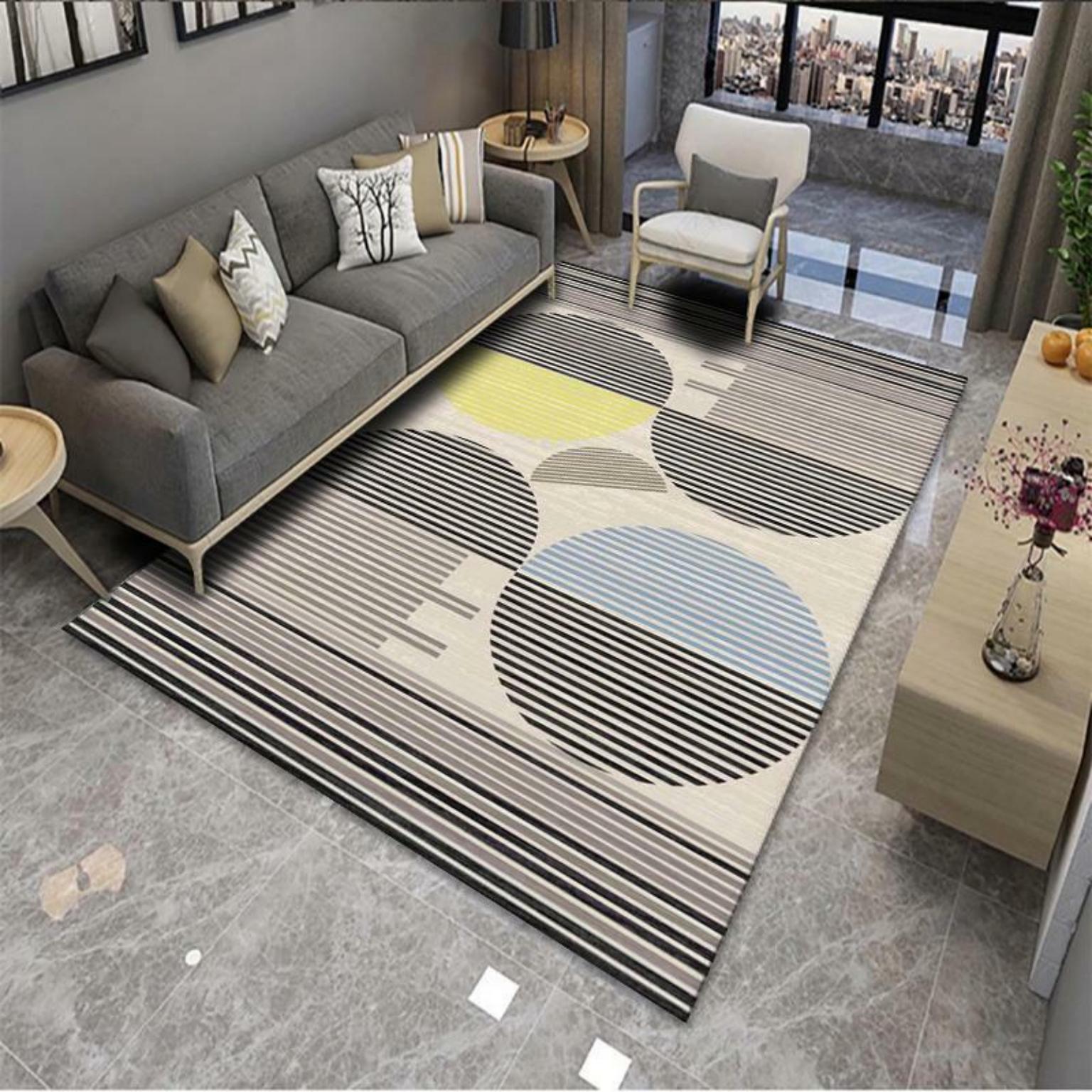 Picture of Modern Simple Living Room Carpet Geometric Pattern Home Study Sofa Printing and Dyeing Carpet Homestay Hotel Carpet Floor Mat
