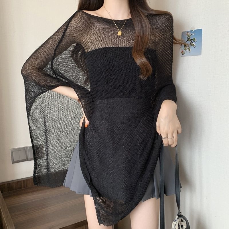 2025 Summer Thin Irregular Korean Style Sunscreen Shawl Women's Design Sense Outer Wear Air Conditioning Blouse Slimming Trendy Top
