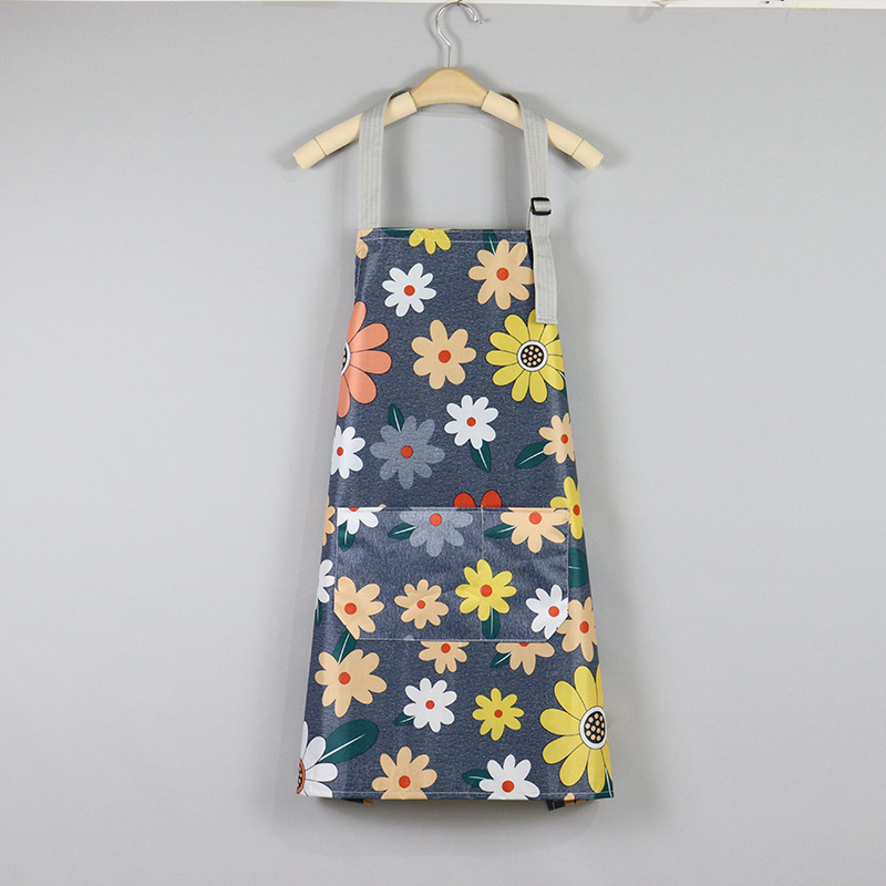 Picture of New kitchen flower half neck adjustable apron women's summer thin breathable waist waterproof and oil-proof wholesale
