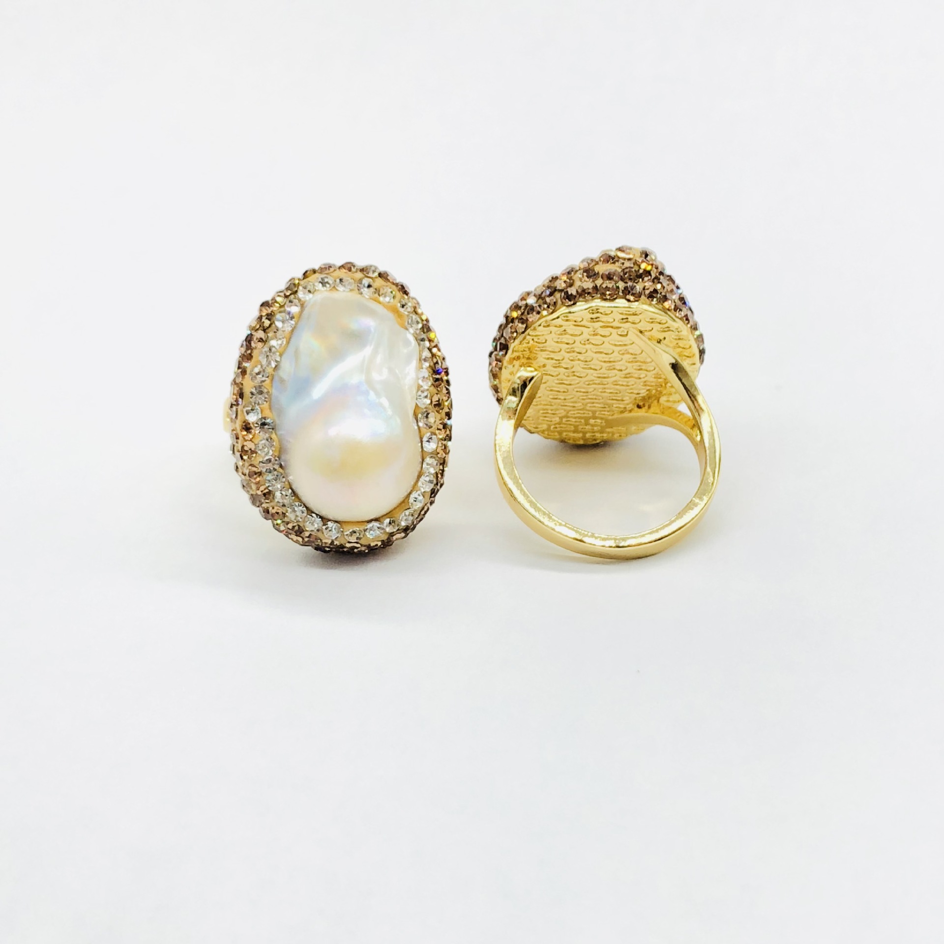 Freshwater Pearl Shaped Bus Index Finger Ring Meson Opening Copper Plated 18K Atmosphere All-match Female Factory Outlet