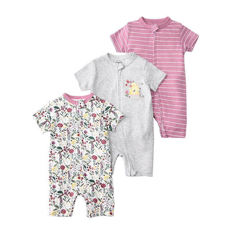 Picture of Foreign trade children's clothing summer baby jumpsuit short sleeve double zipper climbing clothing newborn baby gift box for cross-border