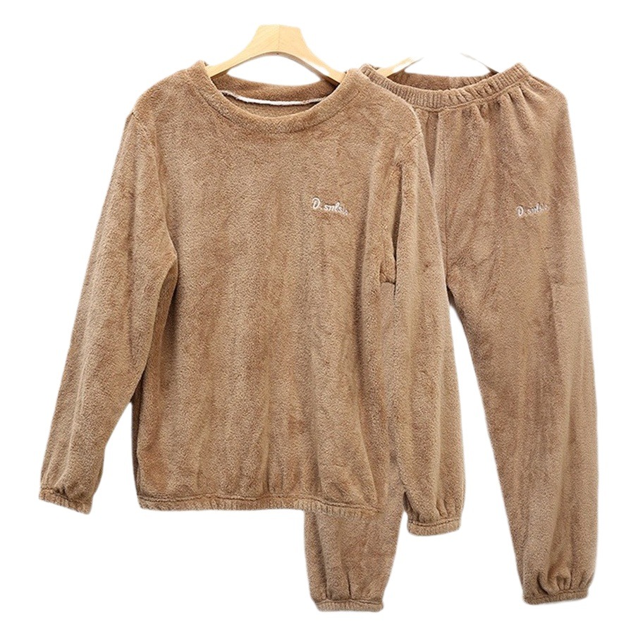 Fairy warm pants warm warm suit classic women's coral fleece home suit autumn and winter can be worn outside plus velvet pajamas women