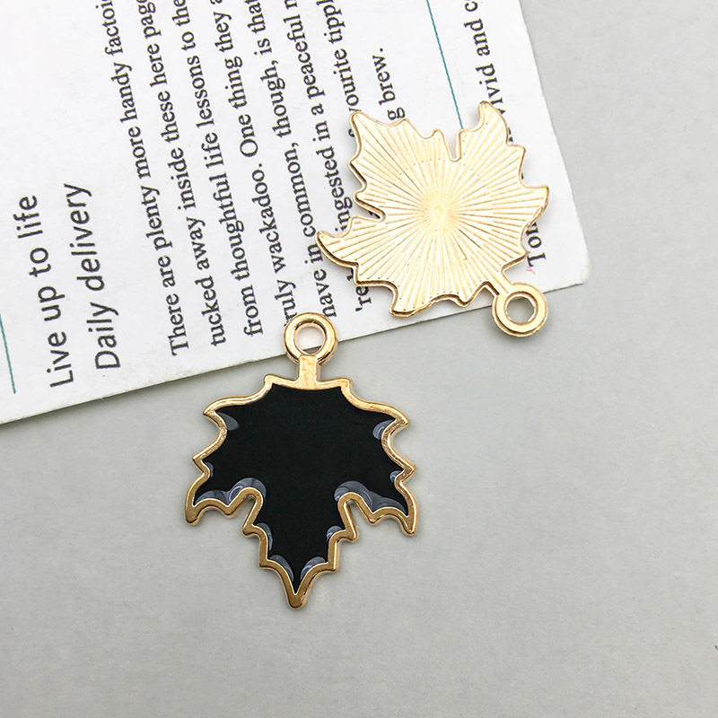 Picture of 1 new drop oil alloy colorful simulation maple pumpkin pendant pendant diy accessories