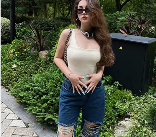 Picture of In-Stock 2025 European and American Cross-Border Foreign Trade Amazon Aliexpress Independent Platform Women's U-Neck Sleeveless Tight-Fitting Tank Top
