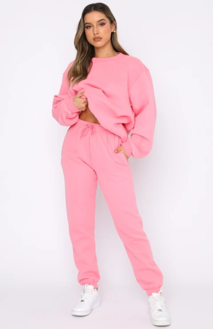 Picture of Cross-border European and American Autumn and Winter Solid Color Round Neck Pullover Trousers Women's Fashion Casual Long Sleeve Sweater Suit New Product