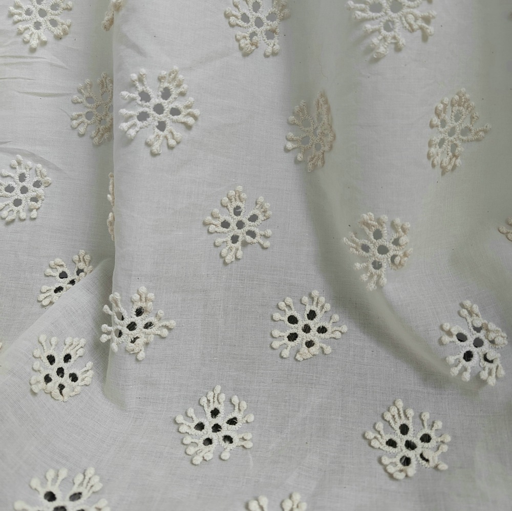 EG-1912016-3 cotton three-dimensional embroidery embroidery fabric three-dimensional embroidery "Factory Direct in stock supply"