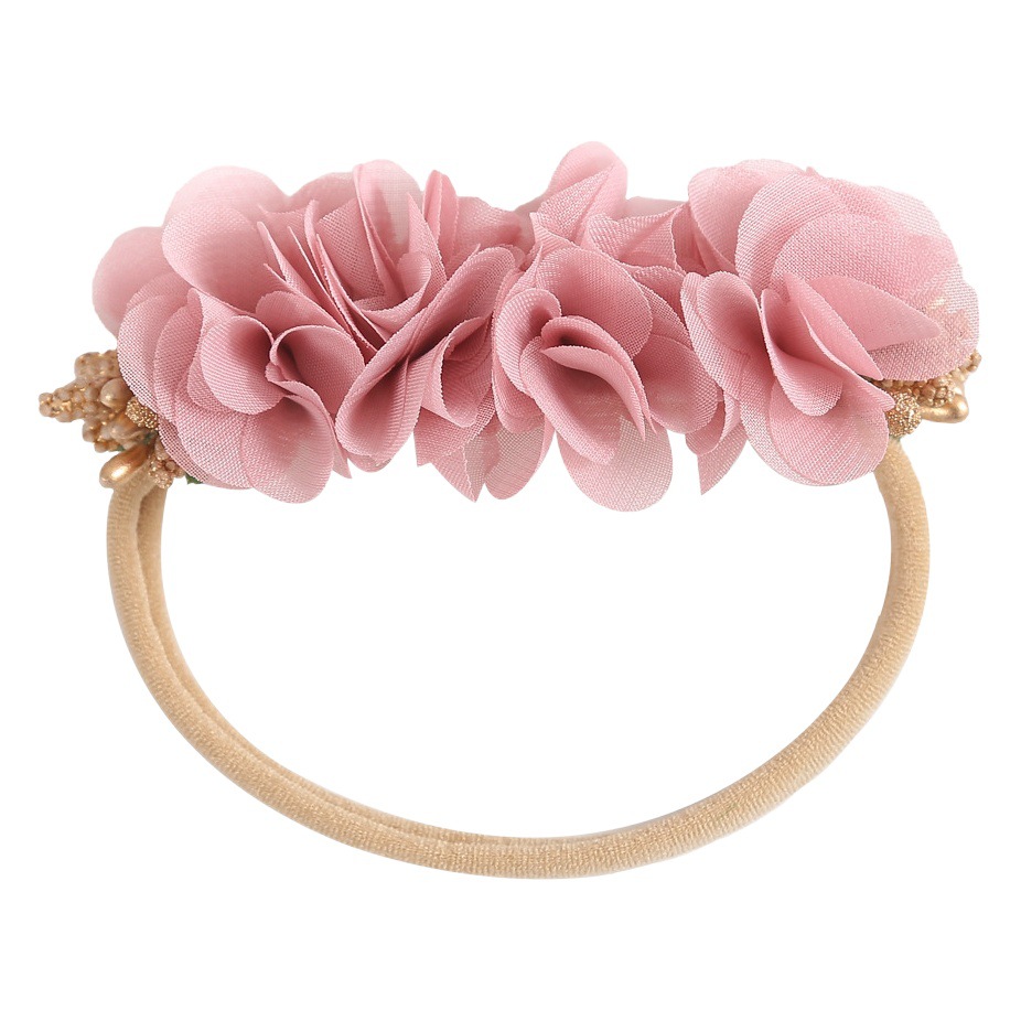 Korean version of the new children's head flower jewelry diy hand-stitched chiffon flowers girls baby hair band manufacturers wholesale