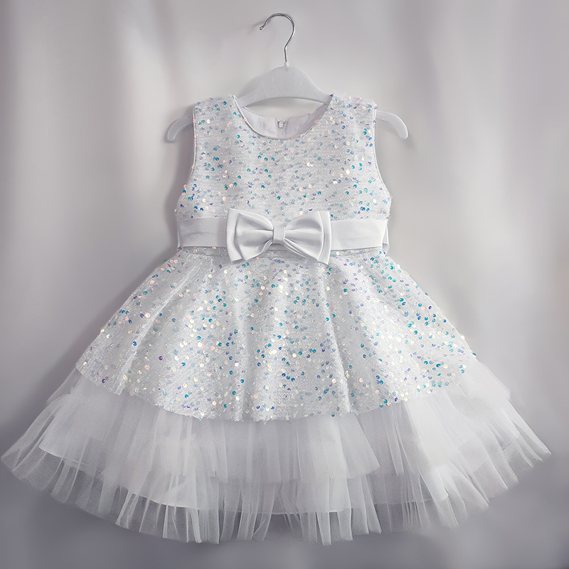Picture of One-Year-Old Dress European and American New Kidsren's Clothing Sequined Kidsren's Dress Princess Dress Little Girl Fashionable Birthday Flower Girl Dress