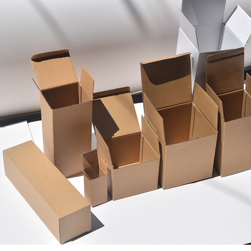 in stock primary color universal three-layer E-pit reinforced kraft carton square primary color thickened 2MM carton packaging