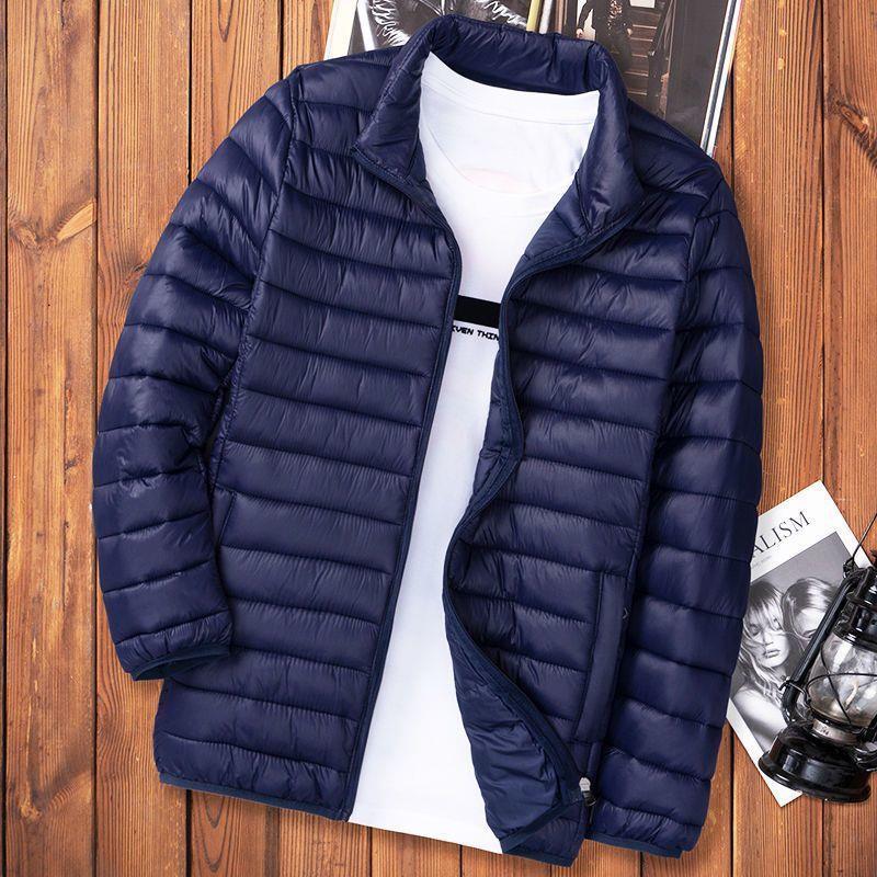 Picture of Light Down Cotton-padded Jacket Men's Autumn and Winter Cotton-padded Jacket New Short Vertical Collar Men's Casual Hooded Plus Size Lightweight Jacket