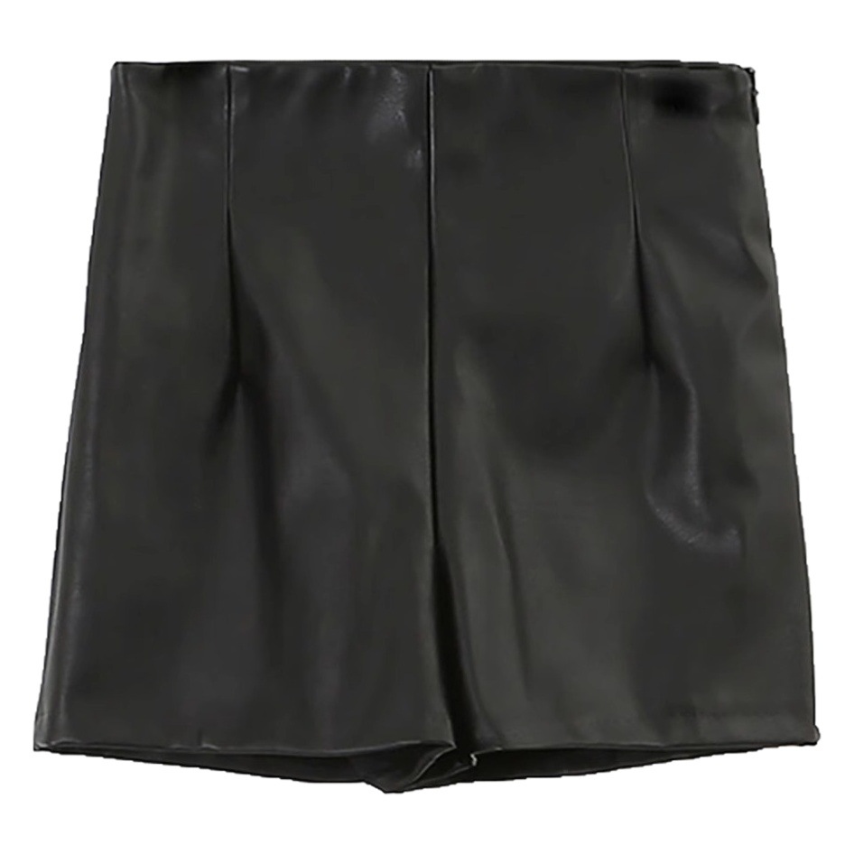 Leather Shorts Women's 2025 Autumn and Winter New Fashion Hip Leather Pants High Waist Slimming Black Leather Casual Boots Pants