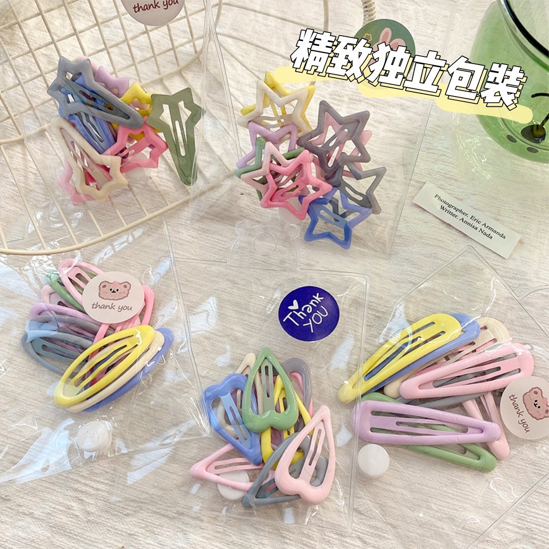 Summer Macaron Metal Five-Pointed Star Hairpin Girls Broken Hairpin Baby Clip Headwear Kidsren's Bangs Clip Hair Accessories