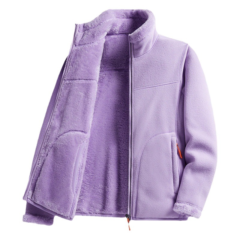 Huang Kong Camel Fleece Women's Tops Polar Fleece Top Autumn and Winter Reversible Thickened Coral Fleece Sweatshirt Cardigan