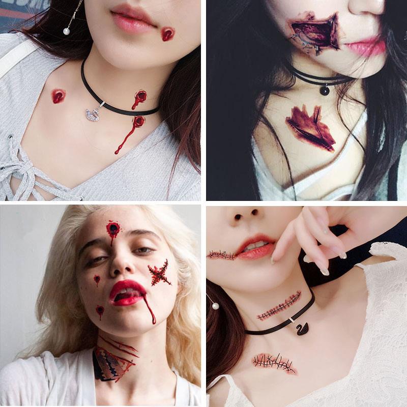 Picture of New scar Halloween tattoo stickers funny horror scar stickers waterproof realistic tattoo stickers 