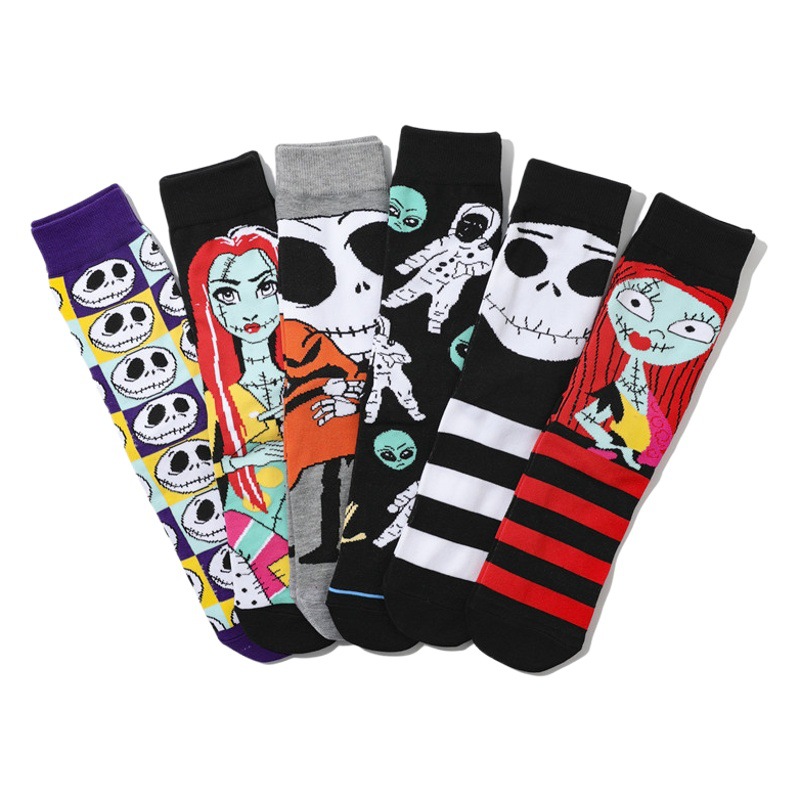 Women's New Fashionable Socks Cotton Socks Men's Cartoon Fashionable Mid-tube Socks Halloween Foreign Trade European and American Socks Wholesale Socks