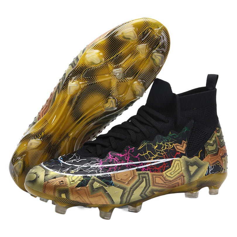 24 cross-border football shoes long broken nail high-top plus size comfortable breathable artificial grass soft shock absorption fashion men and women