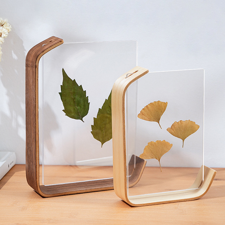 High-grade black walnut acrylic transparent desktop decoration ins simple 6-inch 7-inch carved LOGO wholesale customization