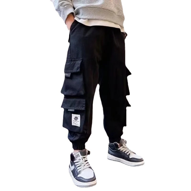 Picture of Boys' Fleece-lined Pants on behalf of Children's Winter Loose Casual Pants for Large Children and Boys One-piece Fleece Overalls Cross-border