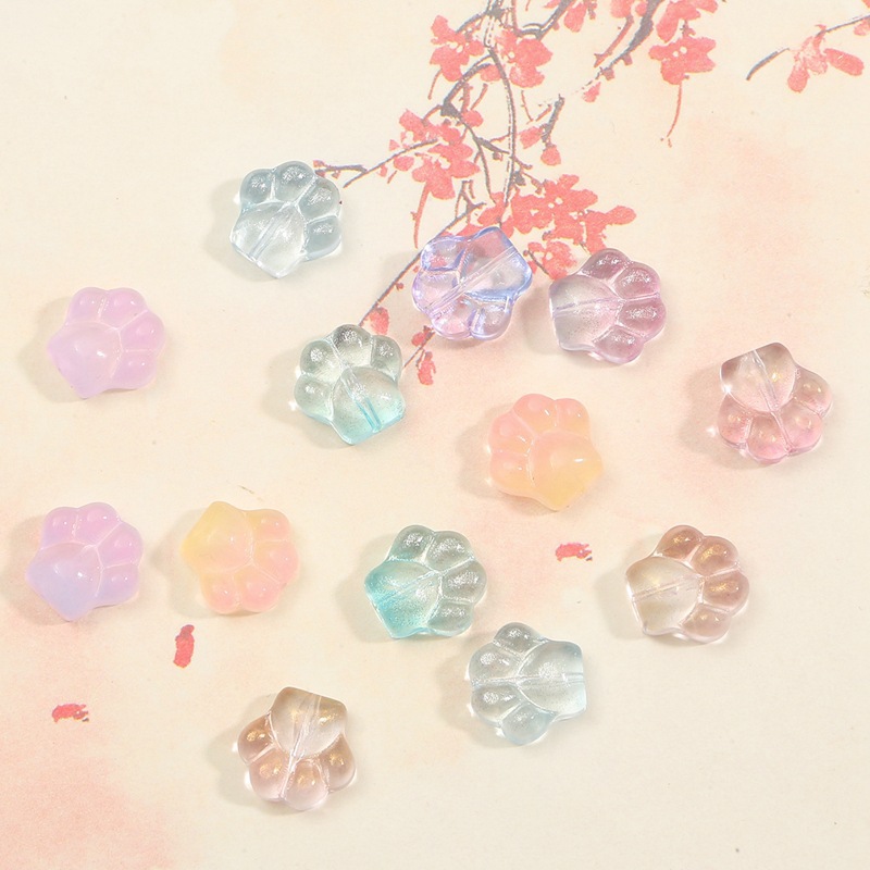 Gradient glass cat's claw accessories handmade diy production step tassel hairpin glass earrings jewelry pendant material