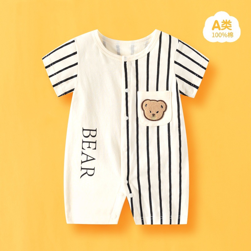 Picture of Internet Red Explosions Baby Cartoon Ha Clothes Summer Short-sleeved Baby Body Clothes Pure Cotton Thin Children's Wear Cross-border Special for Cute