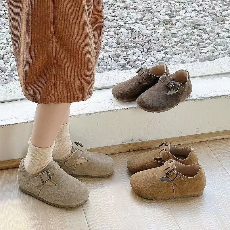 Children's Birkenstock shoes, 2025 spring/autumn new leather shoes, girls' slippers, boys' casual Boken shoes, baby loafers
