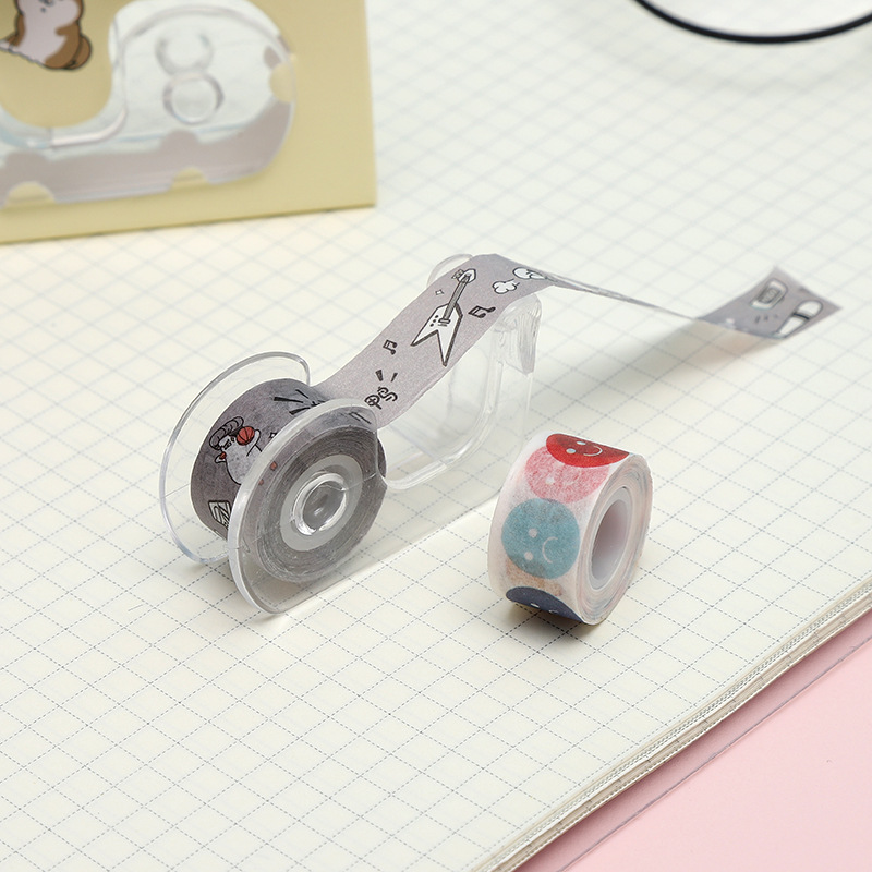 Picture of Children's cartoon fans Small tape with Cutter set creative color flash tape DIY handmade decorative stickers