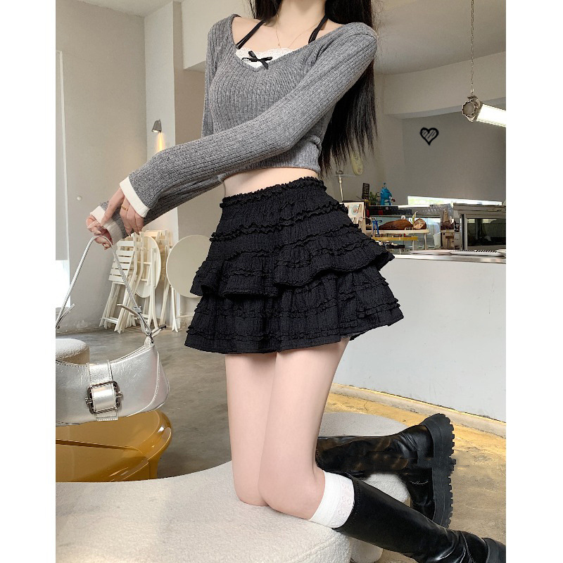 Ballet Style Sweet Cake Puffy High Waist Skirt Women's Summer 2025 New Black Fashion Anti-slip Short Skirt