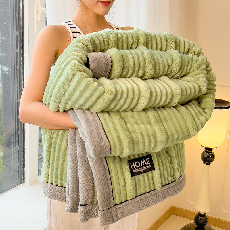 Picture of Rabbit velvet blanket thickened office nap blanket is air-conditioned sofa coral velvet lunch break shawl small blanket wholesale