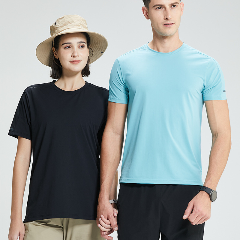 Picture of Summer Round Neck Solid Color Quick-drying Ice Silk Breathable T-shirt Men's Outdoor Casual Sunscreen Running Short-sleeved Top