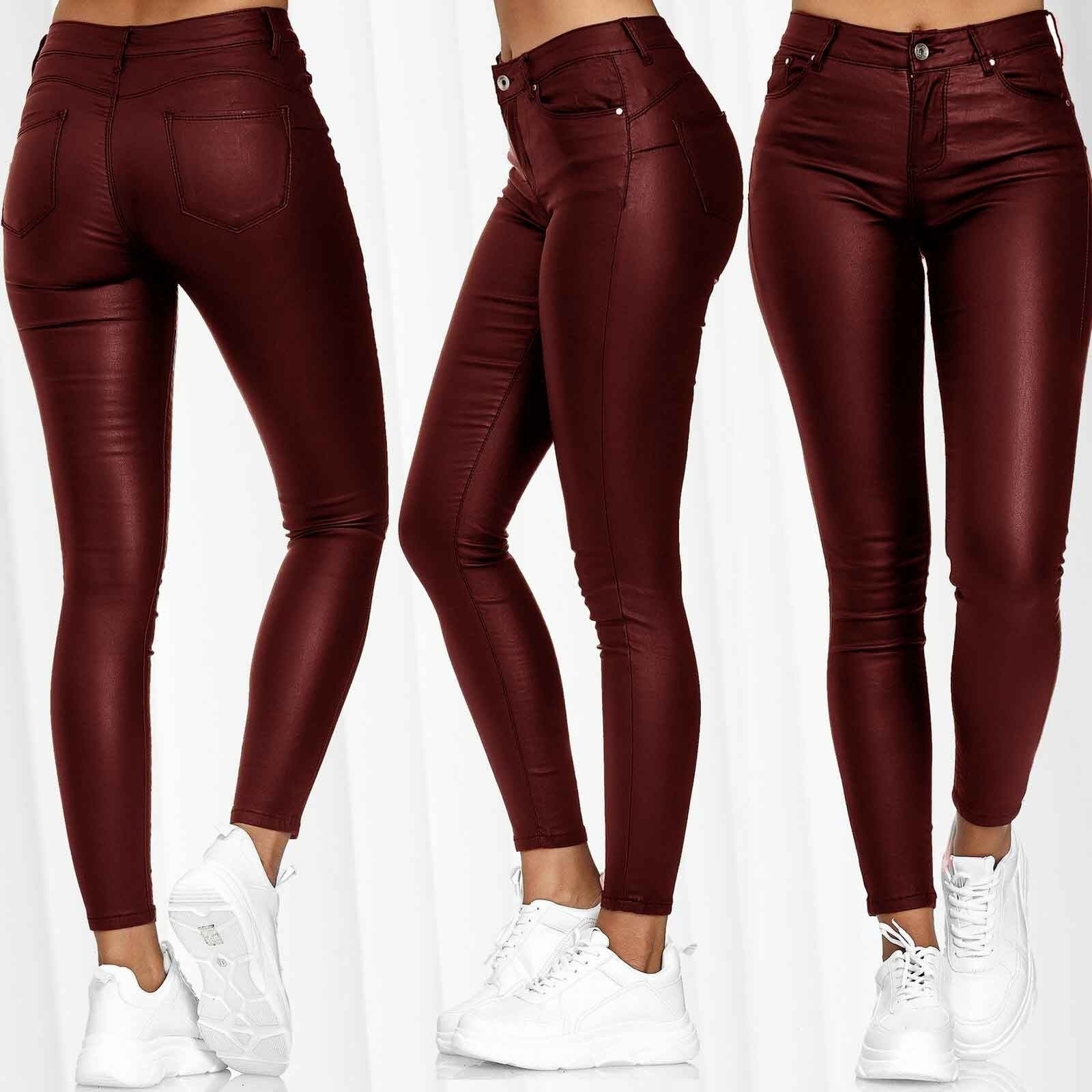 Picture of 2020 Spring New Product Amazon Wish Solid Color Leather Casual Pants Small Leg Pants Women's Trousers Foreign Trade E9J361