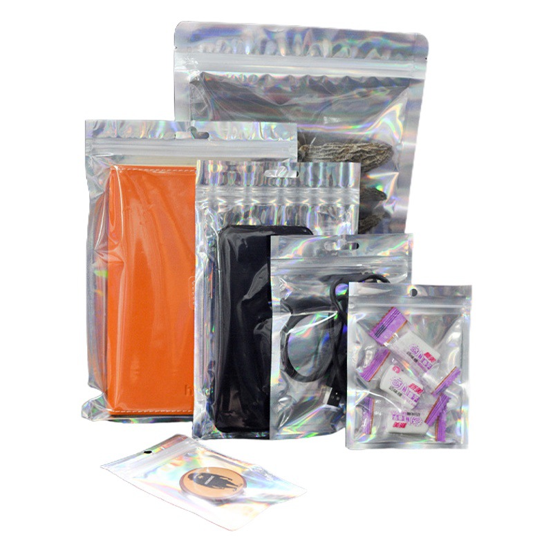 Laser flat bottom bone bag Ziplock bag translucent Yin and Yang sealed bag mobile phone shell jewelry packaging bag spot