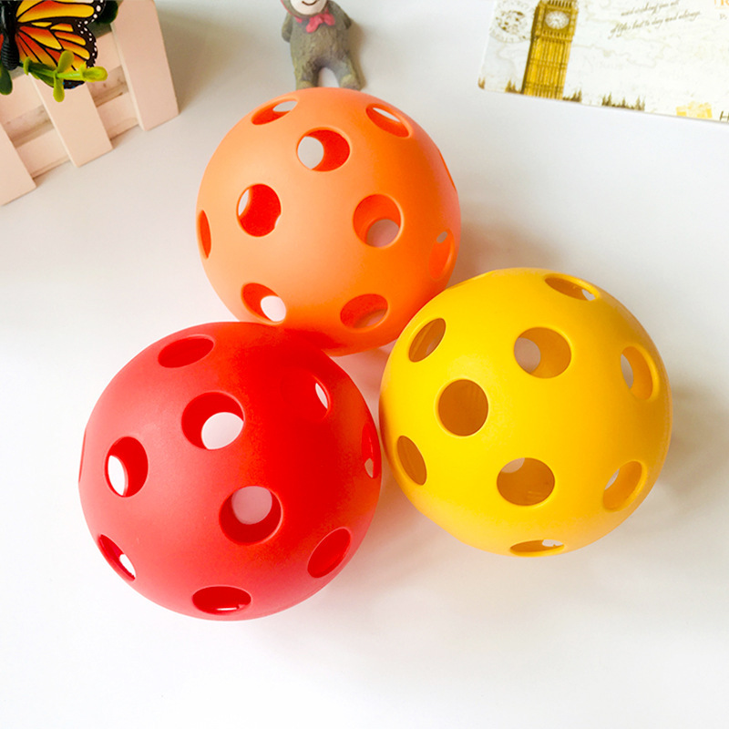 Picture of 9cm Hole Early Education Catching Ball Baby Training Toy Baby Buckle Perception Color Cognition Sound Toy Gift Ball