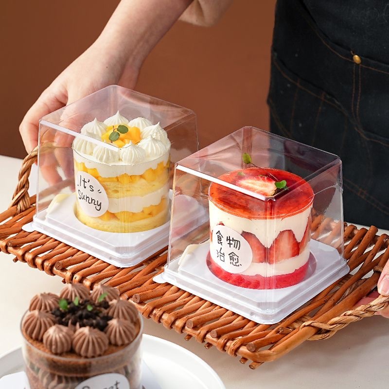 2 Inch Small Cake Packaging Box Lasagna Mousse Transparent Blister Box Mini Small West Point Baking Packaging Box