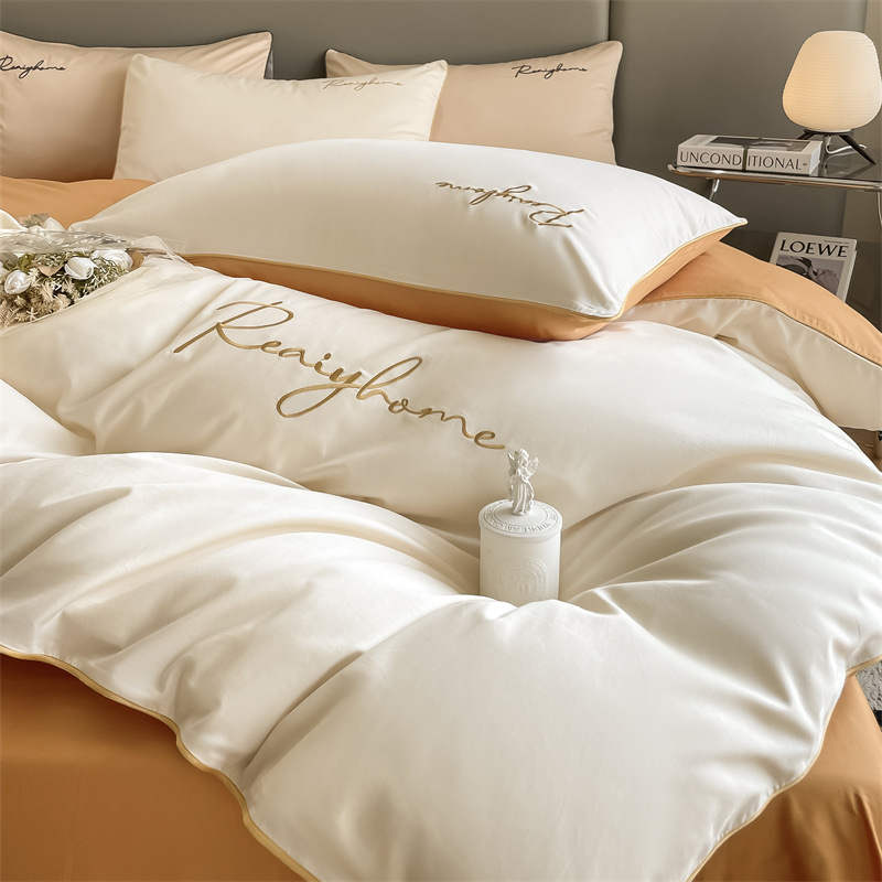 Picture of Light luxury 120 long-staple cotton quilt cover single piece pure cotton quilt cover solid color double-piece quilt cover Nantong bedding